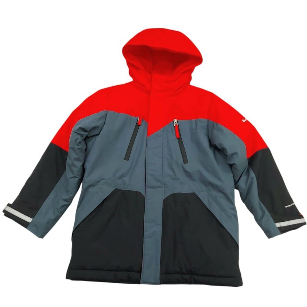 Columbia Kids Jacket 8 Red Gray Insulated Water Resistant Omni-Shield Winter